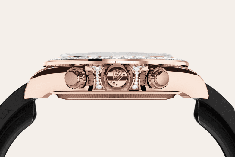 rolex Cosmograph Daytona em Ouro Everose 18 quilates com asas cravejadas de diamantes, m126535tbr-0002 - Pedrart