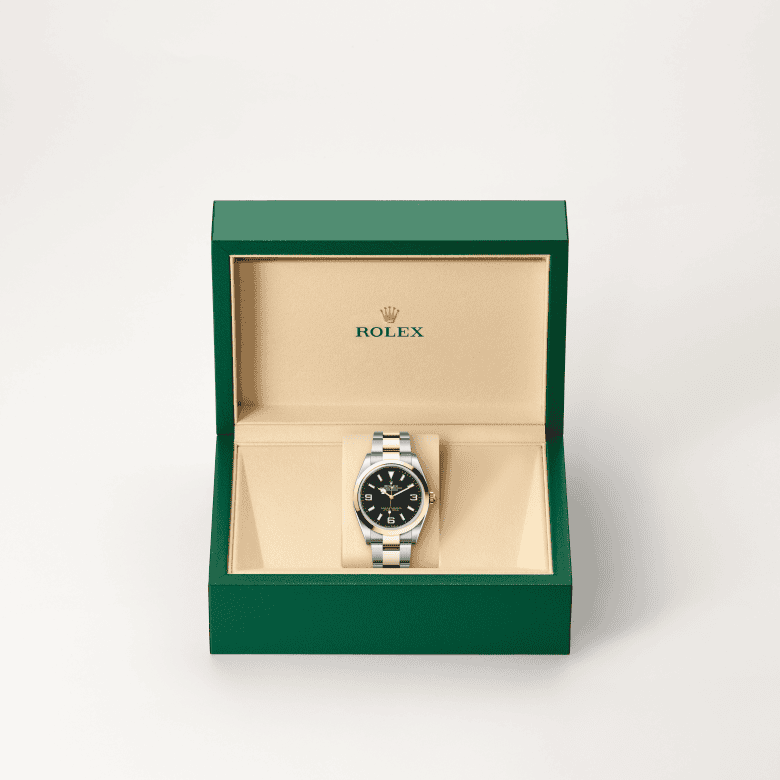 rolex Explorer em Rolesor amarelo – combinação de aço Oystersteel e ouro amarelo, m124273-0001 - Pedrart