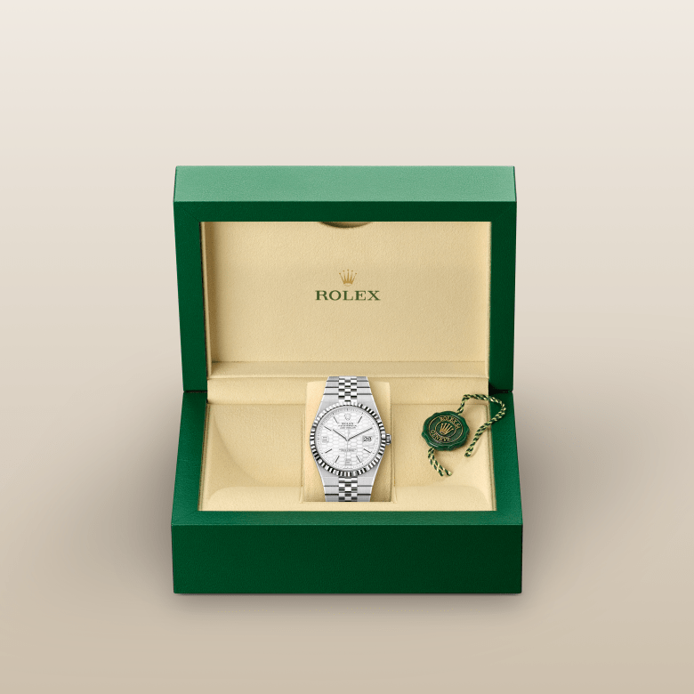 rolex Land-Dweller em Rolesor branco – combinação de aço Oystersteel e ouro branco, m127334-0001 - Pedrart