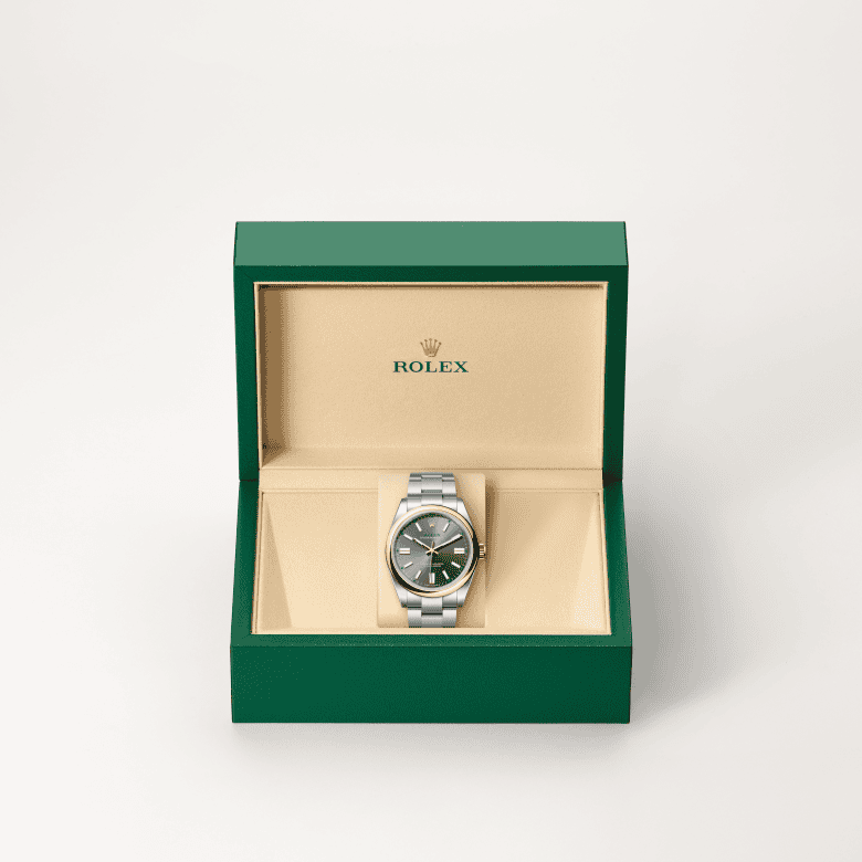 rolex Oyster Perpetual em Rolesor amarelo – combinação de aço Oystersteel e ouro amarelo, m134303-0001 - Pedrart