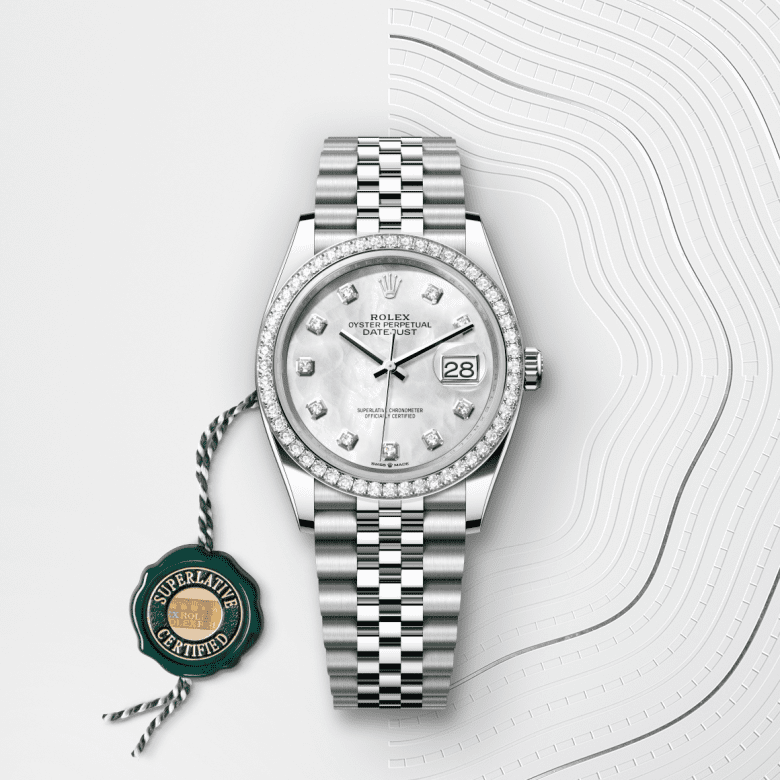 rolex Datejust em Rolesor branco – combinação de aço Oystersteel e ouro branco, m126284rbr-0011 - Pedrart