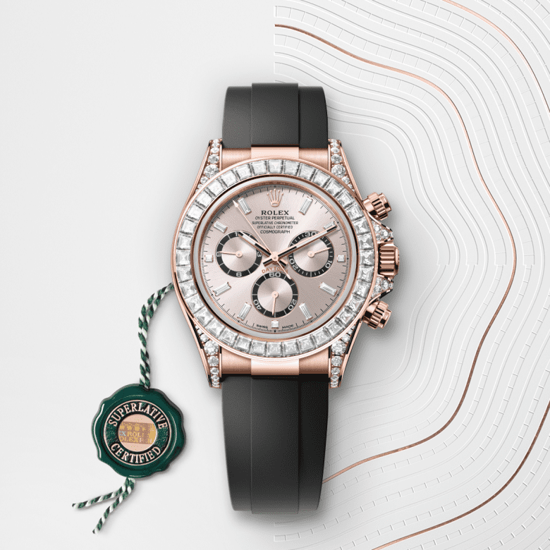 rolex Cosmograph Daytona em Ouro Everose 18 quilates com asas cravejadas de diamantes, m126535tbr-0002 - Pedrart