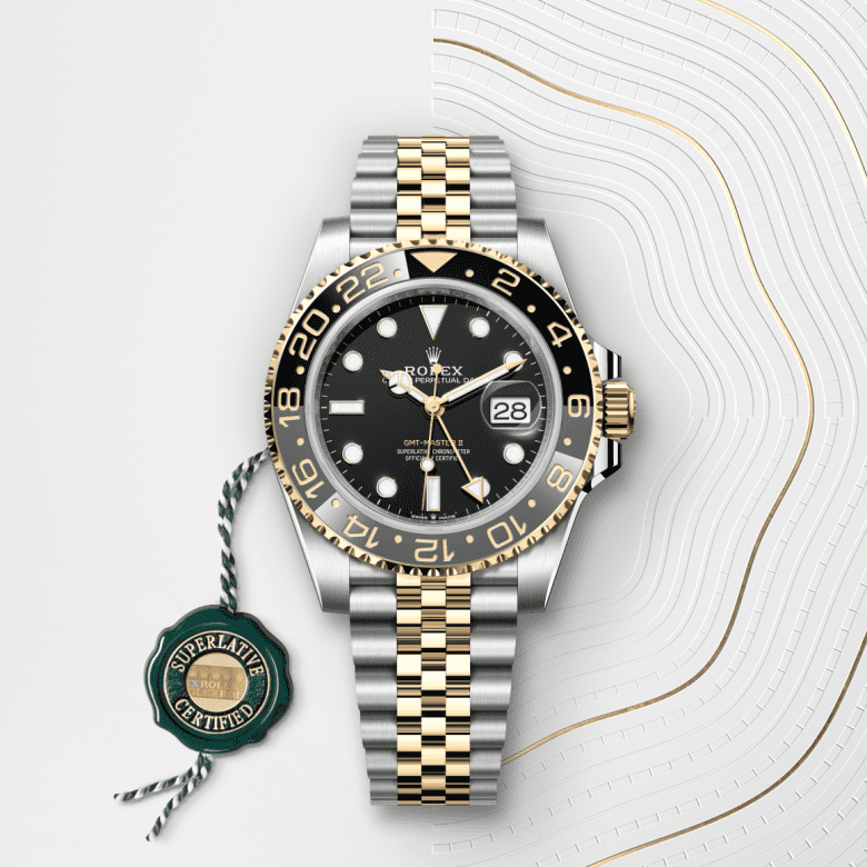 rolex GMT-Master II em Rolesor amarelo – combinação de aço Oystersteel e ouro amarelo, m126713grnr-0001 - Pedrart