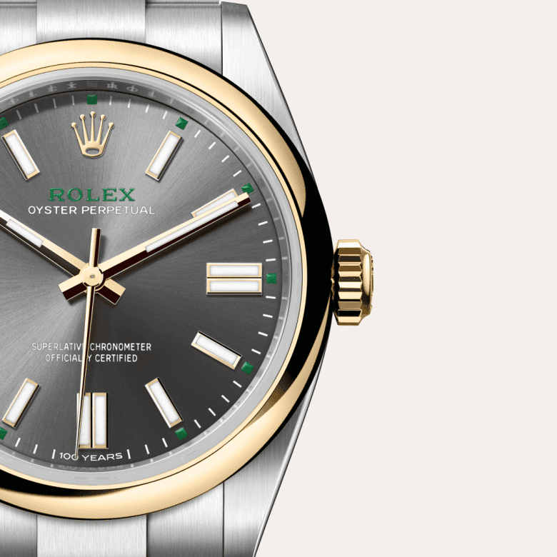 rolex Oyster Perpetual em Rolesor amarelo – combinação de aço Oystersteel e ouro amarelo, m134303-0001 - Pedrart