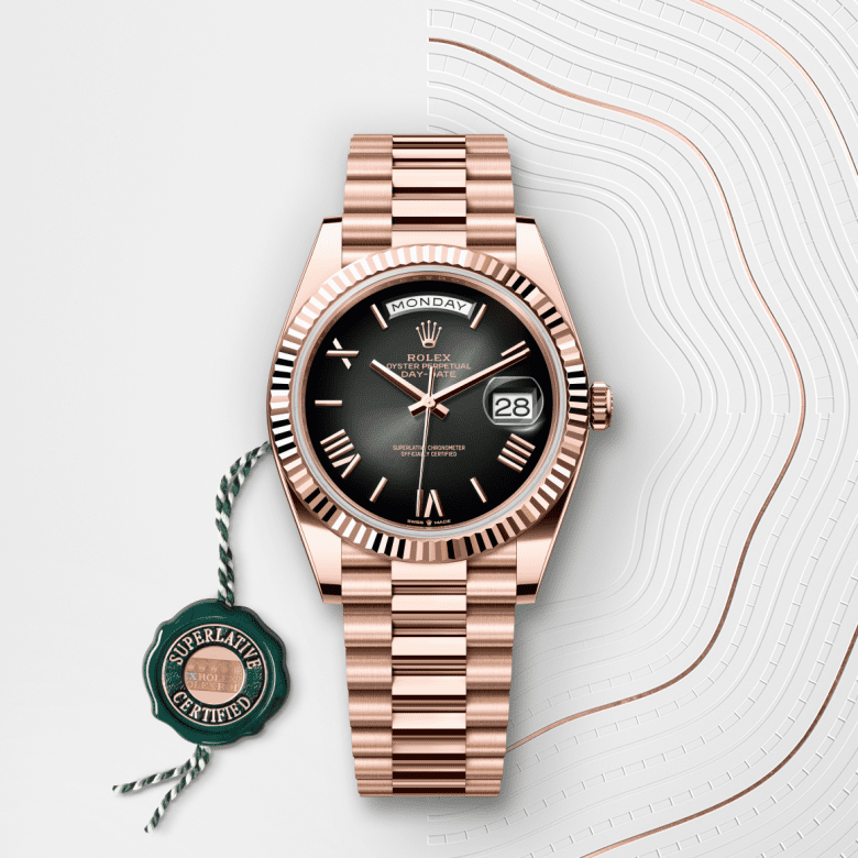 rolex Day-Date em Ouro Everose 18 quilates, m228235-0055 - Pedrart