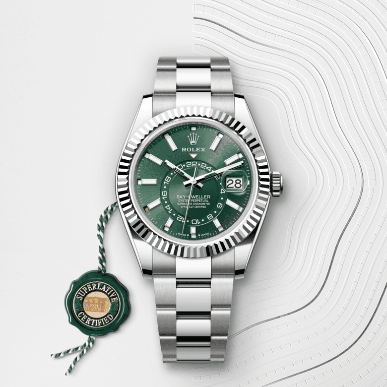 rolex Sky-Dweller em Rolesor branco – combinação de aço Oystersteel e ouro branco, m336934-0001 - Pedrart
