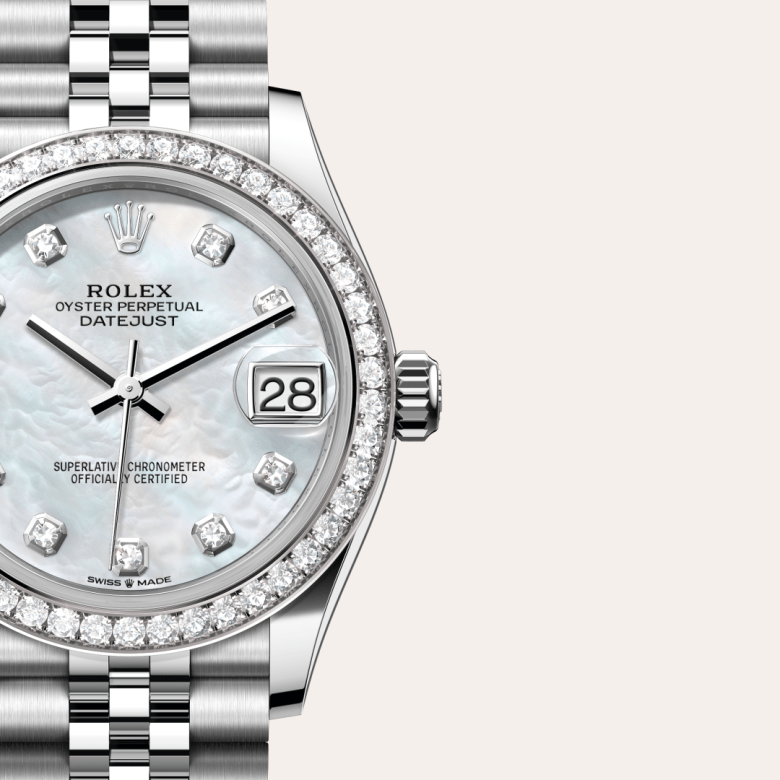 rolex Datejust em Rolesor branco – combinação de aço Oystersteel e ouro branco, m278384rbr-0008 - Pedrart